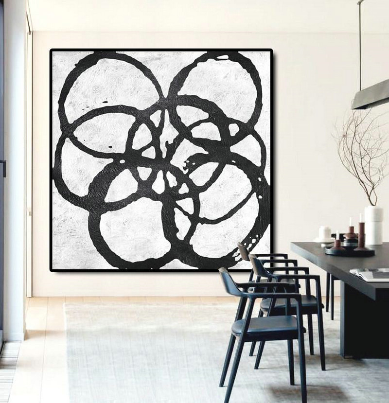 Extra Large Textured Painting On Canvas,Oversized Minimal Black And White Painting,Original Modern Art,Large Wall Art Handmade #L3K1